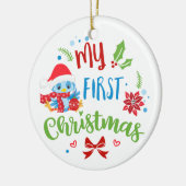 Mijn eerste kerstblauwe vogel aangepaste foto / ja keramisch ornament (Links)