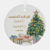 Mijn eerste kerstboom en Wieg nieuwe baby Glas Ornament (Achterkant)