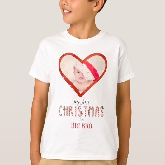 Mijn eerste kerstbroeder Love Heart Baby Foto T-shirt (Voorkant)
