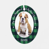 Mijn eerste kerstcadeaufoto met foto Green Pset Metalen Ornament (Voorkant links)