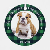 Mijn eerste kerstcadeaufoto met foto Green Pset Metalen Ornament (Voorkant)
