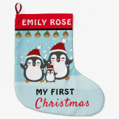 Mijn eerste kerstcadeautje Penguin Family Holiday Grote Kerstsok (Voorkant)