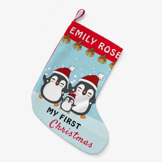 Mijn eerste kerstcadeautje Penguin Family Holiday Kleine Kerstsok (Voorkant (Hangend))
