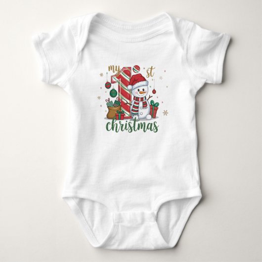 Mijn eerste kerstcadeautje Snowman Romper (Voorkant)