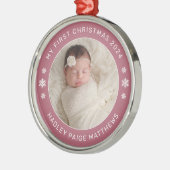 Mijn eerste kerstchassis persoonlijke Baby foto Metalen Ornament (Links)