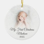 Mijn eerste kerstcitaat Monogram Baby Foto Keramisch Ornament (Voorkant)