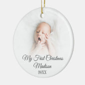 Mijn eerste kerstcitaat Monogram Baby Foto Keramisch Ornament (Links)