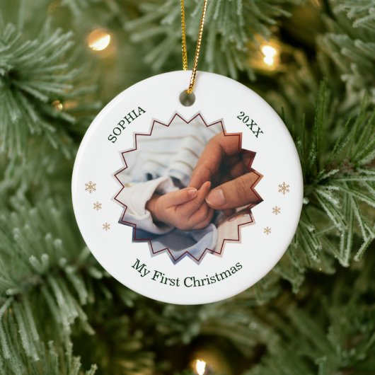 Mijn Eerste Kerstd Foto Naam Ornament (Boom)