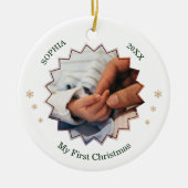 Mijn Eerste Kerstd Foto Naam Ornament (Voorkant)