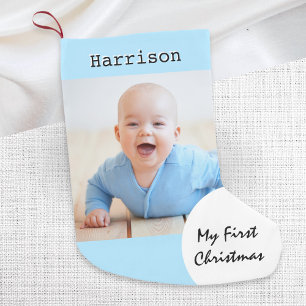 Mijn Eerste Kerstdag Baby Foto Aangepaste Naam Bla Kleine Kerstsok