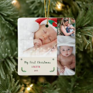 Mijn Eerste Kerstdag Baby Foto Naam Ornament