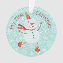Mijn Eerste Kerstdag Baby Foto Sneeuwman Sneeuwvlo Ornament