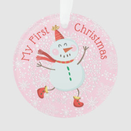 Mijn Eerste Kerstdag Baby Foto Sneeuwman Sneeuwvlo Ornament