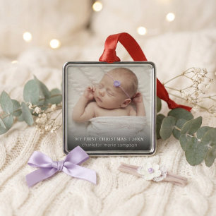 Mijn Eerste Kerstdag Baby Foto Zilveren Lijst Metalen Ornament