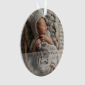 Mijn Eerste Kerstdag Baby Foto's Script Naam Ornament (voorkant)