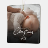 Mijn Eerste Kerstdag Baby Meisje Stats Foto Script Keramisch Ornament (Links)