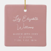 Mijn Eerste Kerstdag Baby Meisje Stats Foto Script Keramisch Ornament (Achterkant)