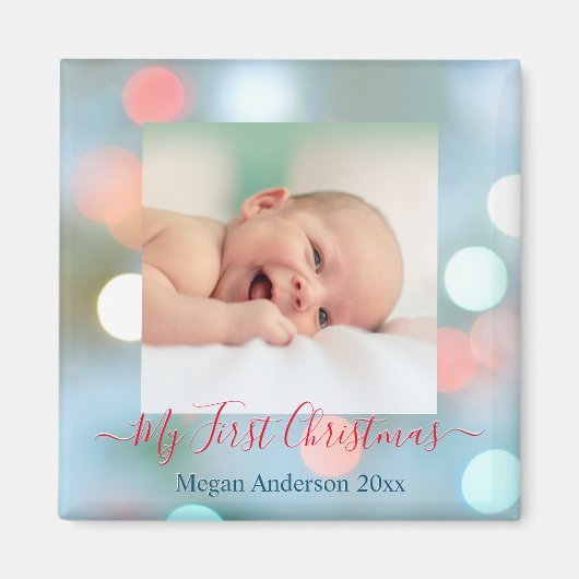 Mijn eerste kerstdag — Datum Datum Foto rood/BBL-t Magneet (Voorkant)