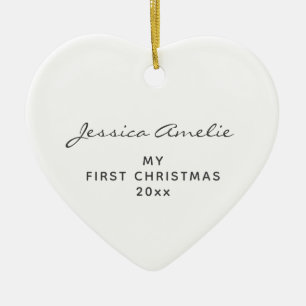 Mijn Eerste Kerstdiefjes Naam Script Hart Wit Keramisch Ornament