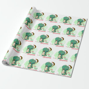 Mijn eerste kerstdinosaurus cadeaupapier