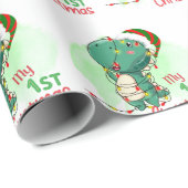 Mijn eerste kerstdinosaurus cadeaupapier (Rol Hoek)