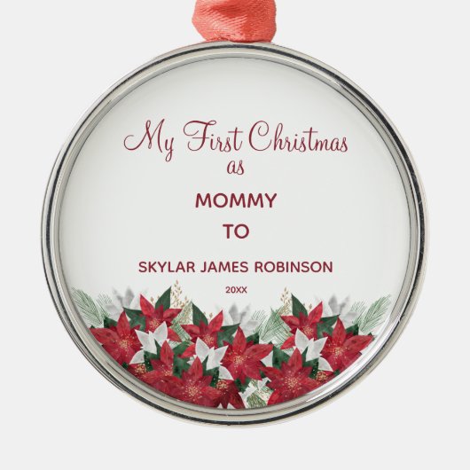 Mijn eerste kerstfeest als Baby van mammie Metalen Ornament (Voorkant)