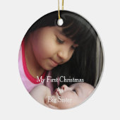 Mijn eerste kerstfeest als grote zuster keramisch ornament (Links)