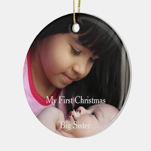 Mijn eerste kerstfeest als grote zuster keramisch ornament (Links)