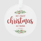 Mijn eerste kerstfeest als Nana Greenery Ornament (voorkant)