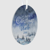 Mijn eerste kerstfeest als oom Waterverf Blue Wint Ornament (voorkant)