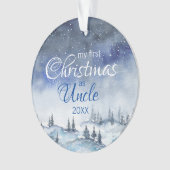 Mijn eerste kerstfeest als oom Waterverf Blue Wint Ornament (voorkant)