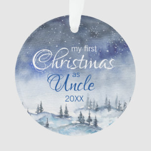 Mijn eerste kerstfeest als oom Waterverf Blue Wint Ornament