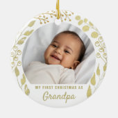 Mijn eerste kerstfeest als opa foto Gold Foliage Keramisch Ornament (Achterkant)