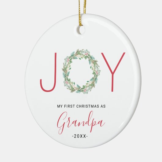 Mijn eerste kerstfeest als opa Joy Wreath Keramisch Ornament (Links)