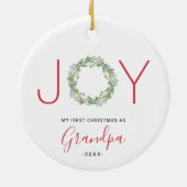 Mijn eerste kerstfeest als opa Joy Wreath Keramisch Ornament (Achterkant)