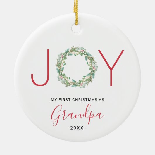 Mijn eerste kerstfeest als opa Joy Wreath Keramisch Ornament (Achterkant)
