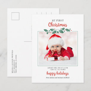 Mijn eerste kerstfeest Baby geboortefoto-groeten Uitnodiging Briefkaart