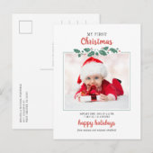 Mijn eerste kerstfeest Baby geboortefoto-groeten Uitnodiging Briefkaart (Voorkant / Achterkant)