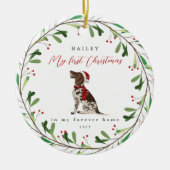 Mijn eerste kerstfeest met naamwijzer keramisch ornament (Voorkant)