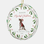 Mijn eerste kerstfeest met naamwijzer keramisch ornament (Links)