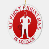Mijn eerste kerstfeest op het college keramisch ornament (Links)