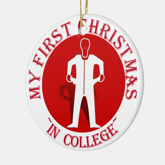 Mijn eerste kerstfeest op het college keramisch ornament (Links)