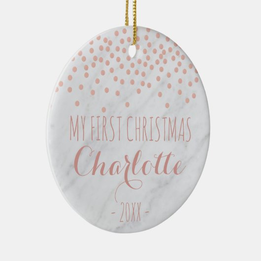 Mijn eerste kerstfeest roos goud en marmer | Confe Keramisch Ornament (Rechts)