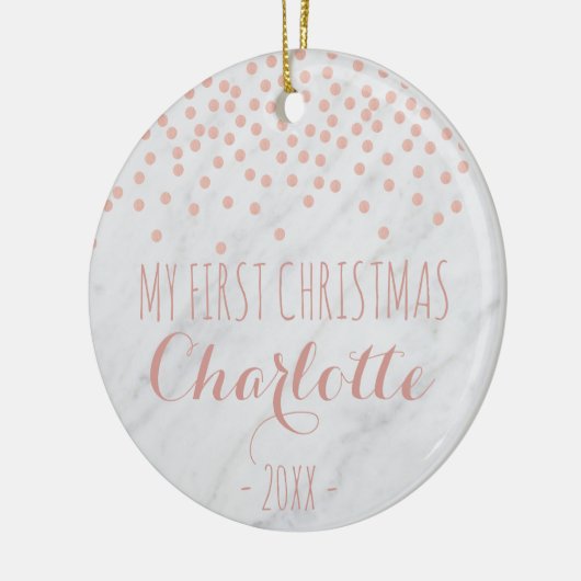 Mijn eerste kerstfeest roos goud en marmer | Confe Keramisch Ornament (Links)