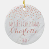 Mijn eerste kerstfeest roos goud en marmer | Confe Keramisch Ornament (Achterkant)