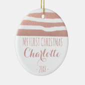 Mijn eerste kerstfeest roos gouden handstrepen keramisch ornament (Rechts)