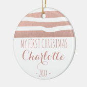 Mijn eerste kerstfeest roos gouden handstrepen keramisch ornament (Links)