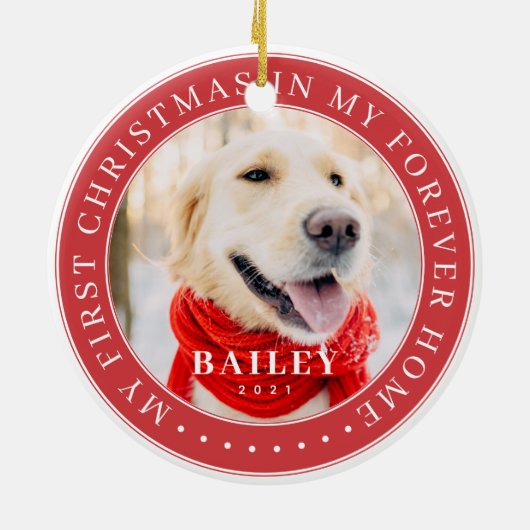 Mijn eerste Kerstfeest voor altijd Thuis Modern Pe Keramisch Ornament (Achterkant)