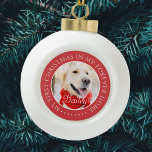 Mijn eerste Kerstfeest voor altijd Thuis Modern Pe Keramische Bal Ornament<br><div class="desc">Dit eenvoudige en klassieke ontwerp is samengesteld uit serif typografie en voegt een douanefoto toe. "Mijn eerste Kerstmis in mijn voorgoed thuis" omringt de aangepaste foto.</div>