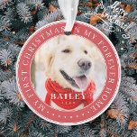 Mijn eerste Kerstfeest voor altijd Thuis Modern Pe Ornament<br><div class="desc">Dit eenvoudige en klassieke ontwerp is samengesteld uit serif typografie en voegt een douanefoto toe. "Mijn eerste Kerstmis in mijn voorgoed thuis" omringt de aangepaste foto.</div>